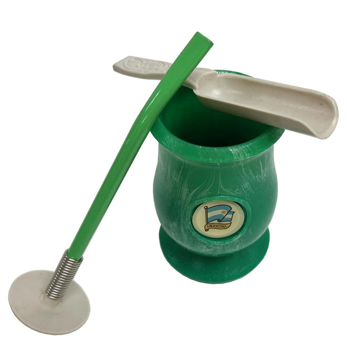 SPECIAL KIT AUTOCLEAN ARGENTINA MATE GOURD YERBA TEA CUP WITH STRAW BOMBILLA KIT 9334 GREEN WITH SPOON