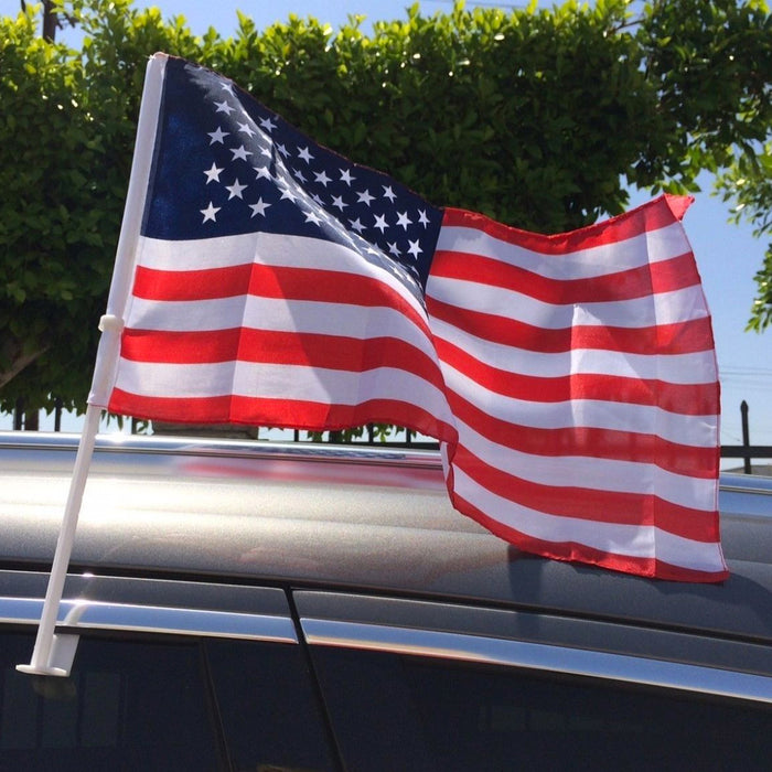 10pc Car Window Clip on USA Flag United States American Flag Patriotic 19" x 12"