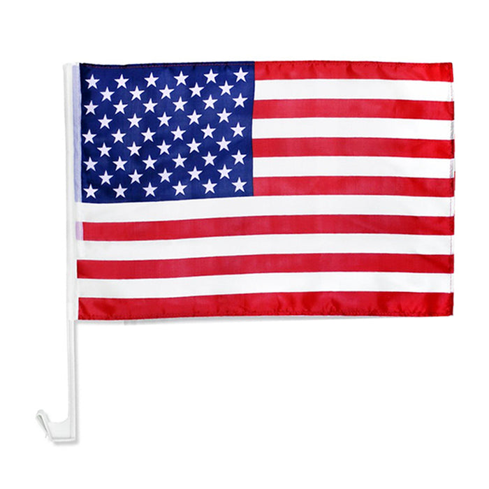 4 PC United States American Flag Patriotic Car Window Clip on USA Flag 19" x 12"