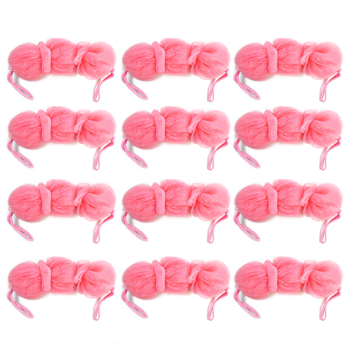 12 Lot Bath Sponges Shower Nylon Mesh Scrubs Exfoliating Body Wash Massage Puffs