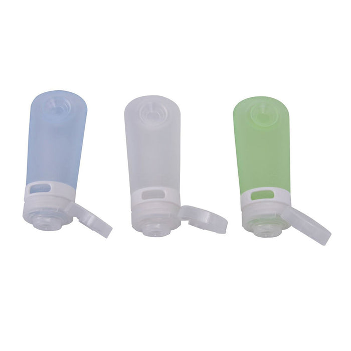 3X Travel Silicone Bottles Labeled Set TSA Approved Toiletry Mini Containers 2oz
