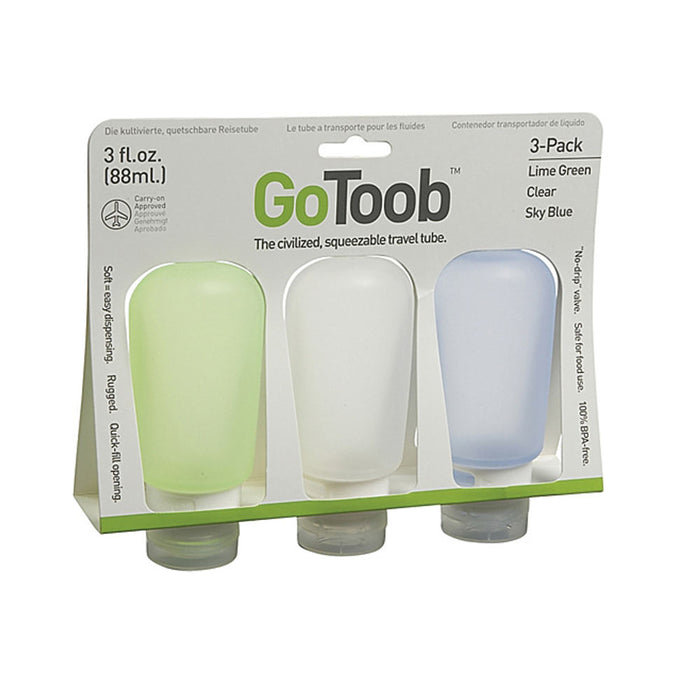 3 Travel Bottle Tubes 3oz Squeeze Silicone Leak Proof Container TSA Carry On Kit