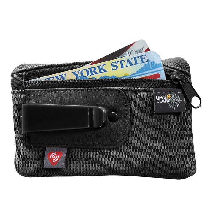 RFID Clip On Stash Pouch Wallet Travel Safe Security Id Holder Lewis N Clark BK