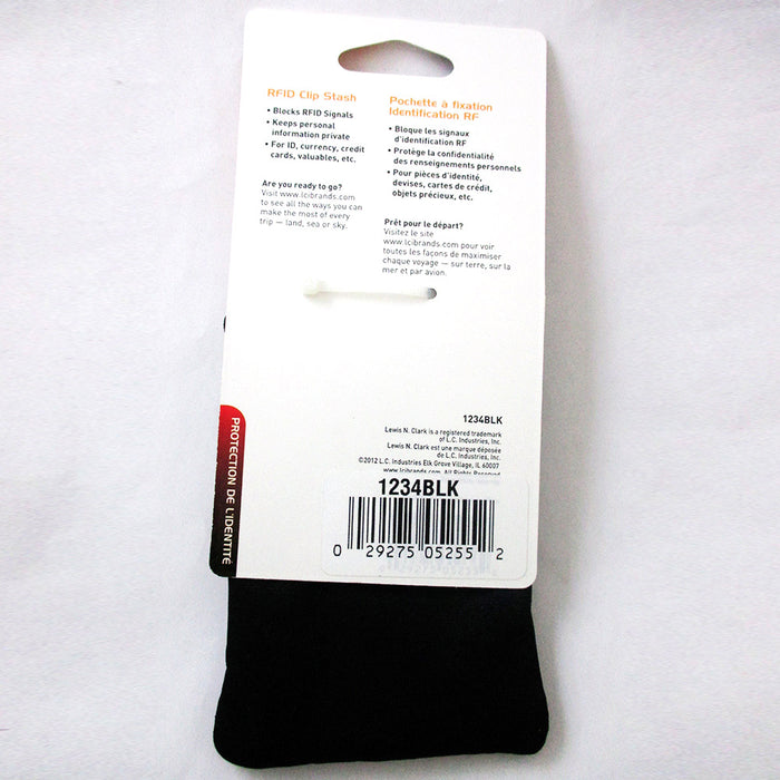 RFID Clip On Stash Pouch Wallet Travel Safe Security Id Holder Lewis N Clark BK