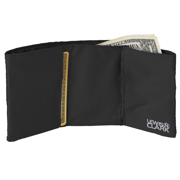 Lewis N Clark Featherlight RFID Trifold Wallet Credit Card Holder Slim Men Black
