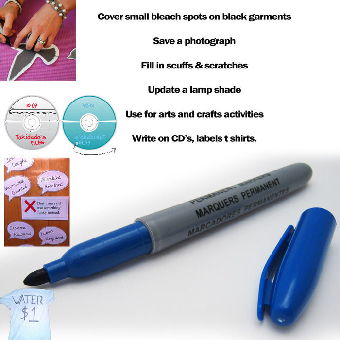 3 Pc Permanent Markers Fade Water Resistant Super Assorted Ink Fine Point School