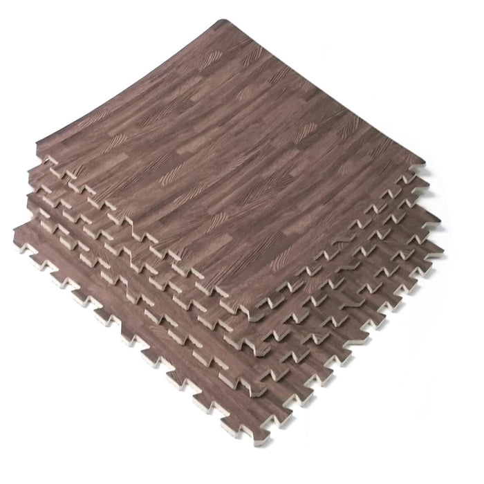 96 Sq Ft Dark Wood Grain Eva Mats Foam Interlocking Flooring Gym Exercise 24 Pc
