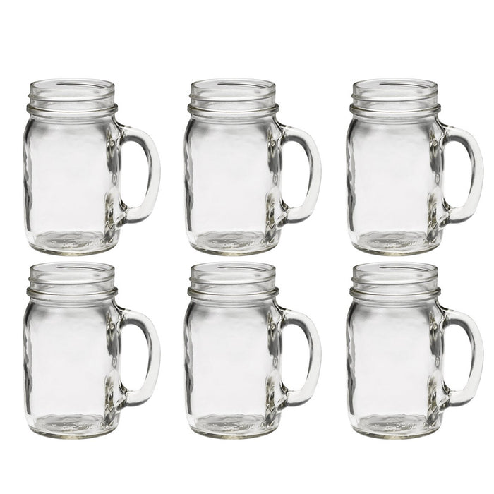 6 Mason Jar Mug With Handle Rustic Bridal Wedding Drinking Clear Glass 16oz New