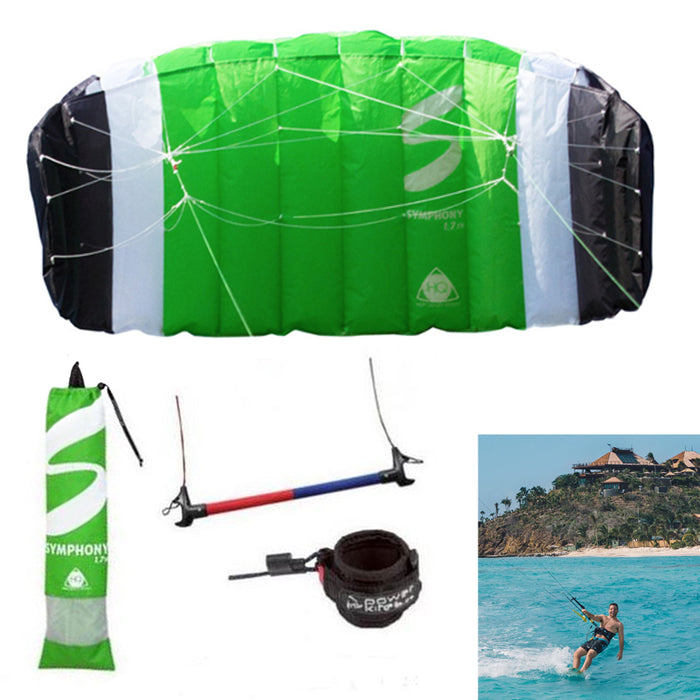 HQ Kite Power Symphony TR II 1.7 Control Bar Line Kiteboarding Trainer Kit Green