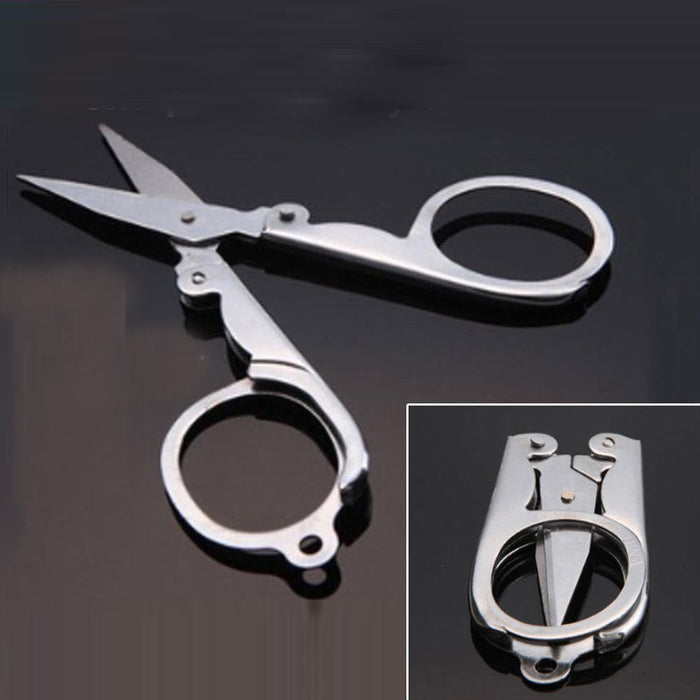 6 Pc Stainless Steel Folding Pocket Travel Small Cutter Crafts Sewing Scissors