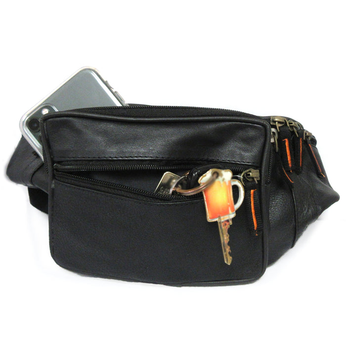 Mens Genuine Leather Large Waist Belt Bag Organizer Womens Fanny Pack Hip Pouch