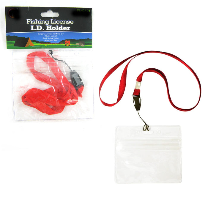 1 New Fishing License Id Holder Plastic Card Badge 32" Lanyard Quick Release New