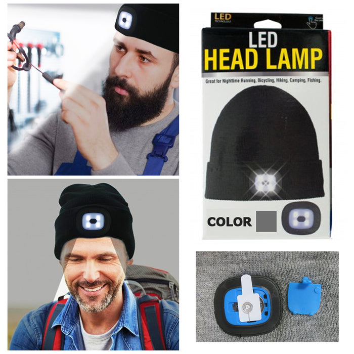 4 LED Beanie Lighted Cap Warm Wool Hat Winter Flashlight Style Night Camping New