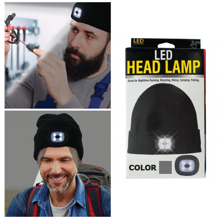 5X Beanie Caps 4 LED Flashlight Hat Hands Free Rechargeable Warm Headlights Camp