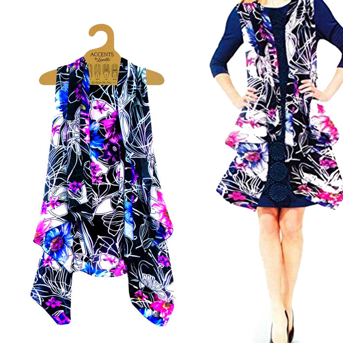 Womens Sleeveless Draped Open Front Cardigan Vest Loose Long Kimono Shawl Blouse