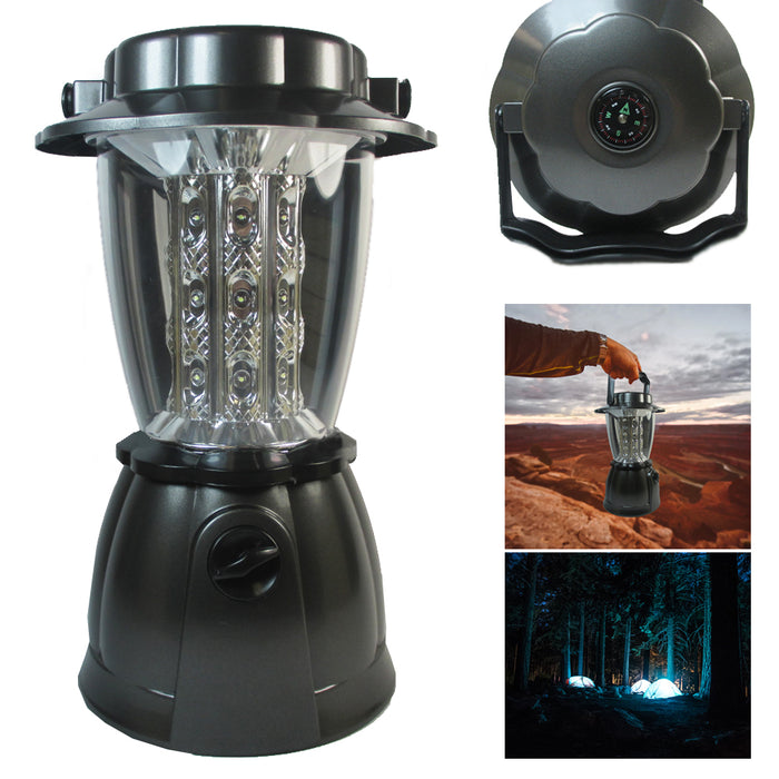 24 LED Portable Lantern Camping Light w/ Compass Dimmer Lamp Outdoor Tent Hiking
