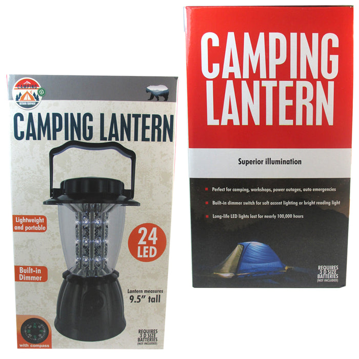 2 Pack Portable Outdoor 24 LED Camping Lantern Bright Tent Lamp Lamp Flashlight