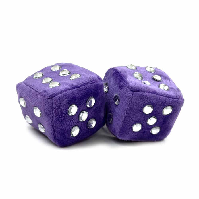 1 Pair Fuzzy Dice Car Decoration Retro Mirror Hanging Plush Dice Shiny Dots