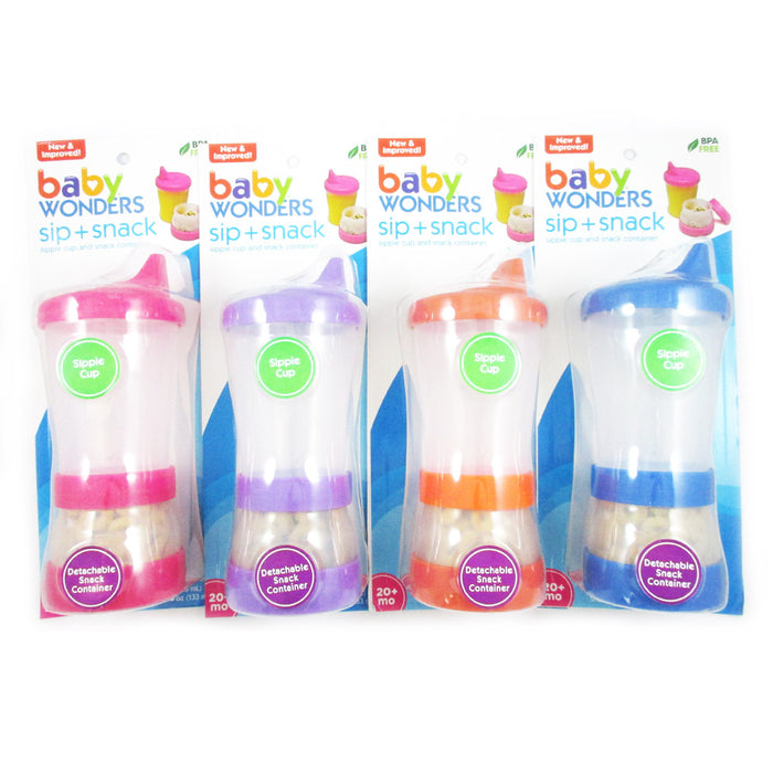 Sippy Cup Snack Container Sippie Toddler Drinking No-Spill Cereal Compartment