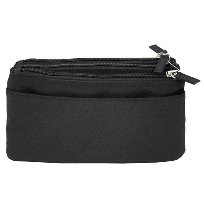 New Purse Bag Organizer Insert Zippered Tote Multi Pocket Check Card Holder Tidy