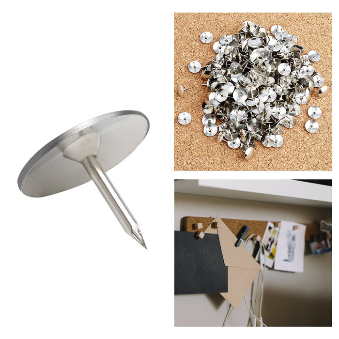 600 PCS Thumbtack Metal Steel Round Head Office Thumb Tacks Cork Board Maps Home