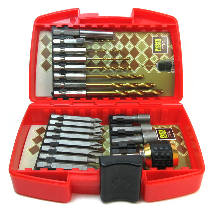 20 Pc Quick Change Drill Driver Bit Set Quickchange Professional Bits Hex Tool !