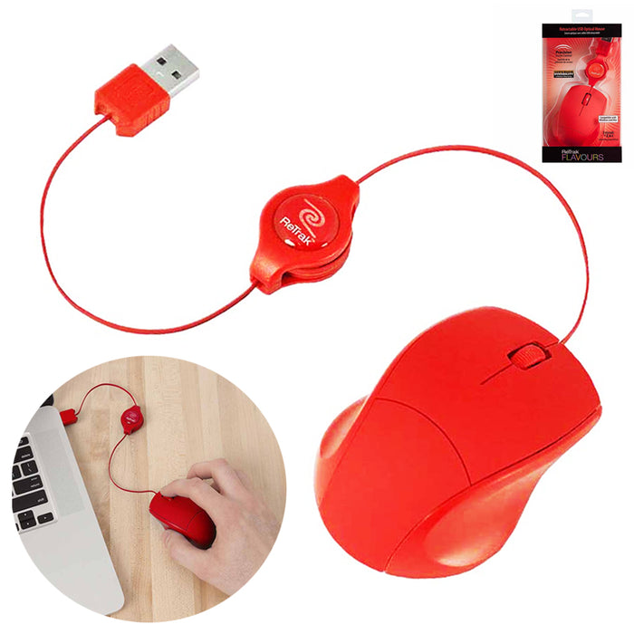 USB Wired Mini Optical Mouse Retractable Scroll Wheel 3Button PC Laptop Computer