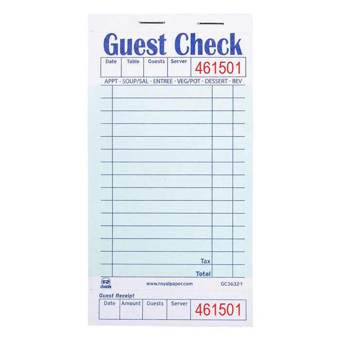 20 Pk Restaurant Order Guest Check Receipt Book Pads 1 Part 50 Checks Per Pack