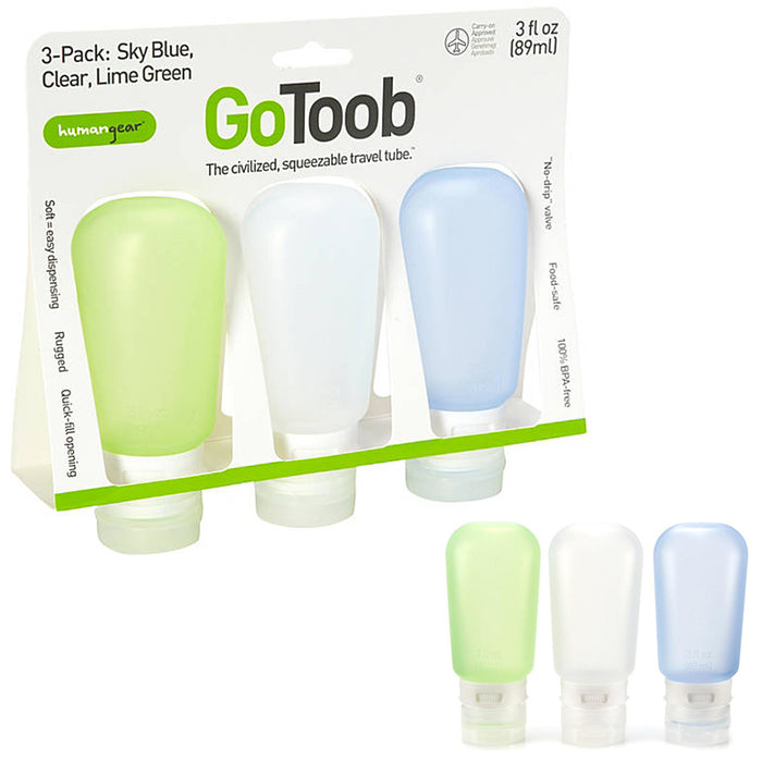 3 Travel Silicone Container 3oz Squeeze Leak Proof Bottle Tubes TSA Cosmetic Kit