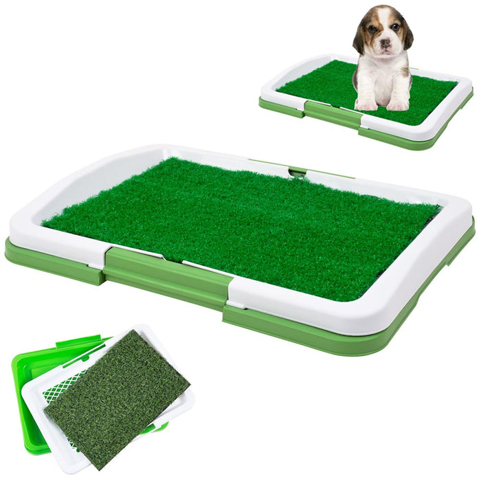 Indoor Dogs Potty Trainer Puppy Pee Pad 18" x 13" Tray Artificial Grass Rug Turf