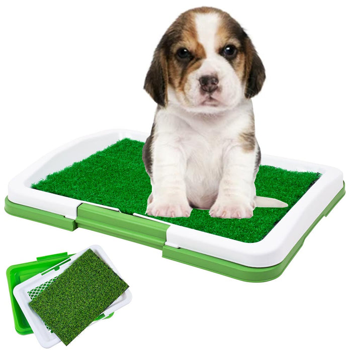 Indoor Dogs Potty Trainer Puppy Pee Pad 18" x 13" Tray Artificial Grass Rug Turf