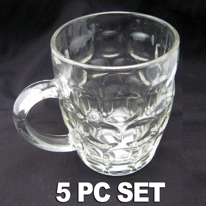 5 Pilsner Glass Cups 16 Oz Clear Coffee Mug Tea Soup Beer Set Hot Cold Beverage