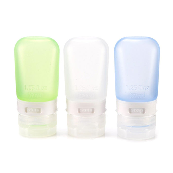 3 Travel Silicone Bottles Squeeze Tube Leak Proof Containers Refill TSA Approved