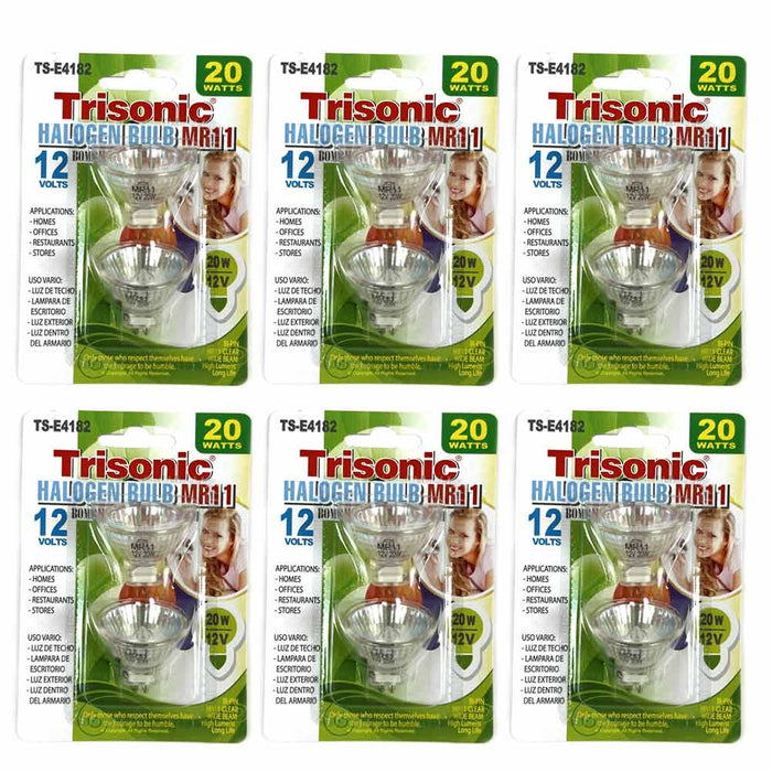 12 PC Halogen Bulbs MR11 12V 20 Watt Bulb Bi-Pin Base Spotlight Glass Cover Bulb