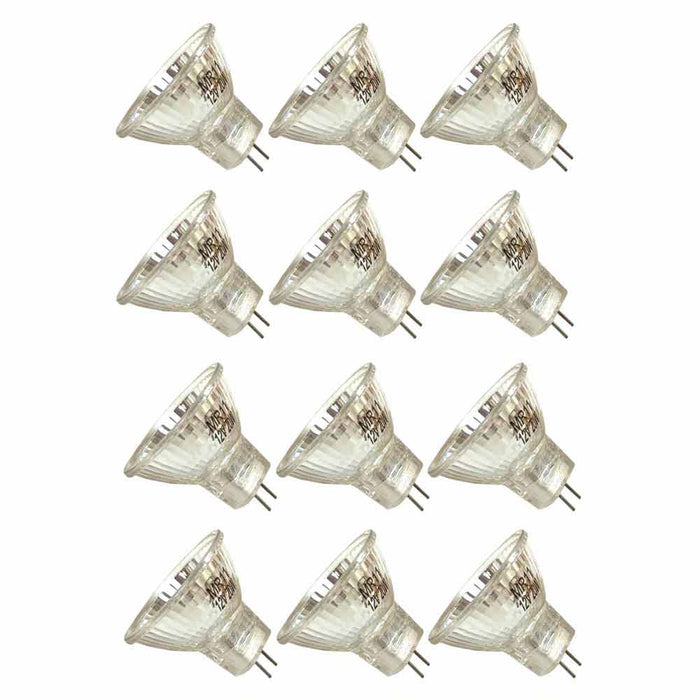 12 PC Halogen Bulbs MR11 12V 20 Watt Bulb Bi-Pin Base Spotlight Glass Cover Bulb