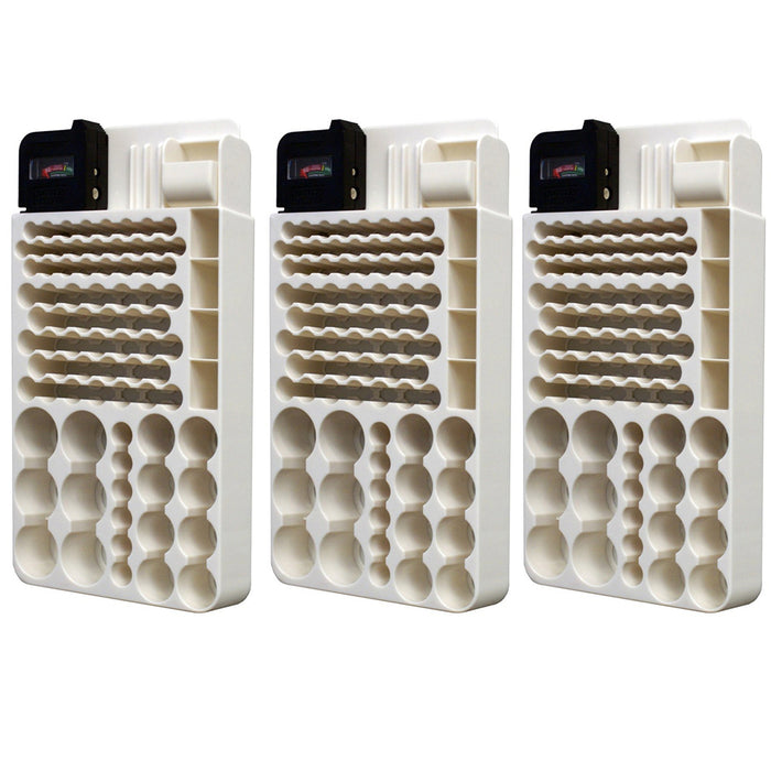 3PK 82 Battery Storage Organizer Removable Tester Storage Rack Holder AA AAA 9V