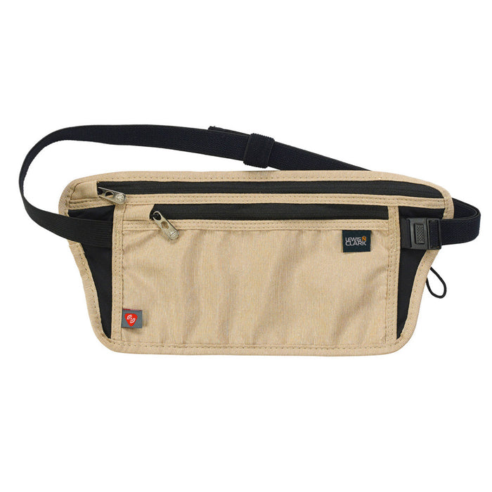 Lewis N Clark RFID Blocking Waist Stash Money Belt Passport Id Holder Travel Tan