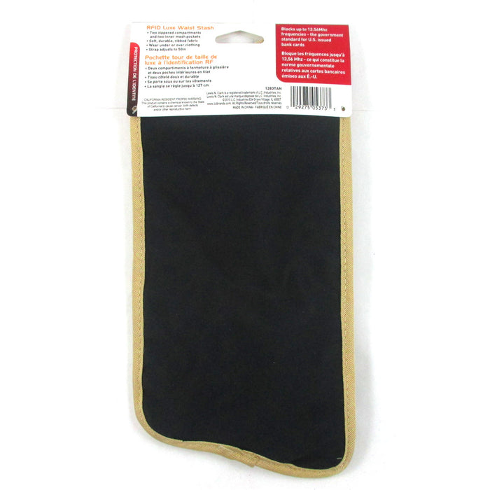 Lewis N Clark RFID Blocking Waist Stash Money Belt Passport Id Holder Travel Tan