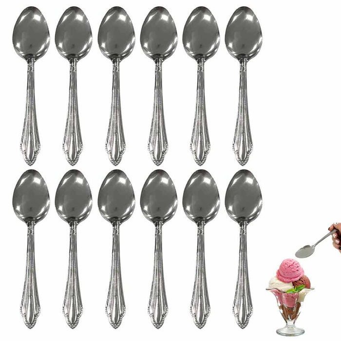 12 PC Dinner Spoons Set Food Grade Stainless Steel Spoon Silverware Home Kitchen