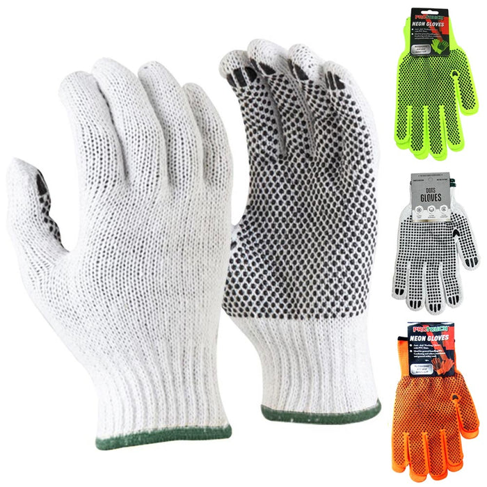 1 Pair Safety Work Gloves Black Dots Asst Grip Protection Gardening Construction