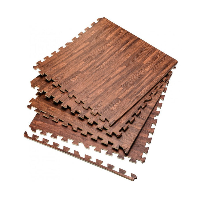 32 Sq Ft Dark Wood Interlocking Floor Mats EVA Foam Premium Gym Puzzle Mat Tile