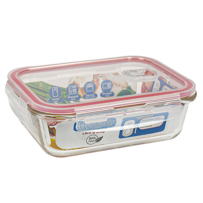 2 Glass Food Storage Containers Baking Meal Prep Snap Locking Lid 33 oz BPA-Free