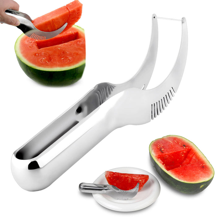 Stainless Steel Watermelon Slicer Server Melon Fruit Cutter Scoop Tool Knife NEW