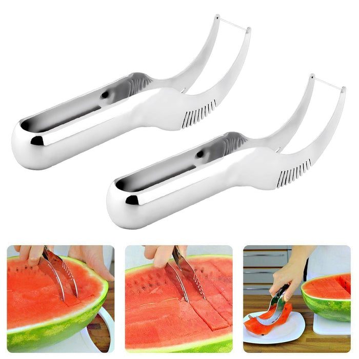 2PC Watermelon Cutter Slicer Knife Server Corer Fruit Scoop Stainless Steel Tool