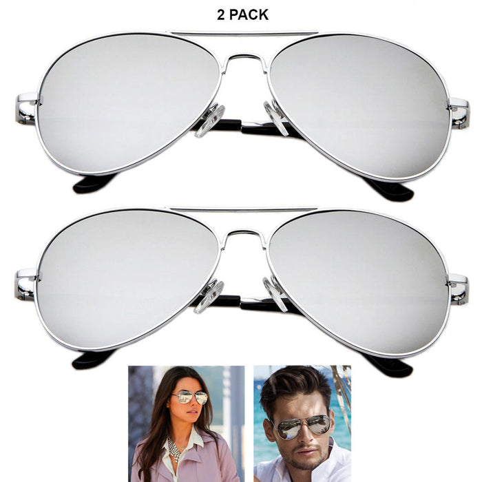 2 Pack Sunglasses Lens Metal Retro Shade Vintage Pilot Fashion Woman Men