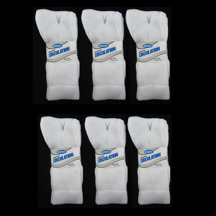 12 Pairs Diabetic Crew Circulation Socks Health Cushioned Support Mens Sz 9-11