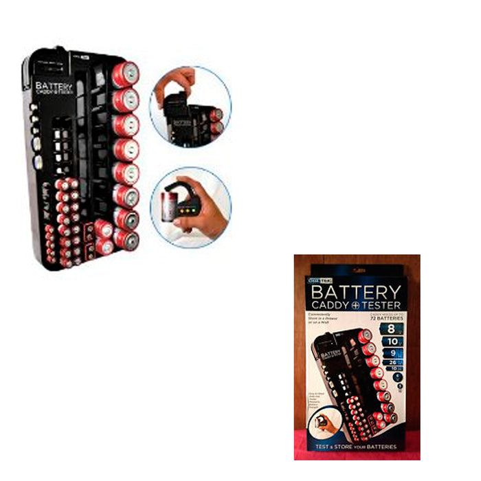 72 Battery Caddy Storage Plastic Holder Rack Organizer Removable Tester AAA D C