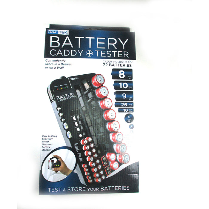 72 Battery Caddy Storage Plastic Holder Rack Organizer Removable Tester AAA D C