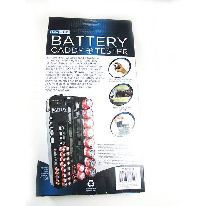 72 Battery Caddy Storage Plastic Holder Rack Organizer Removable Tester AAA D C