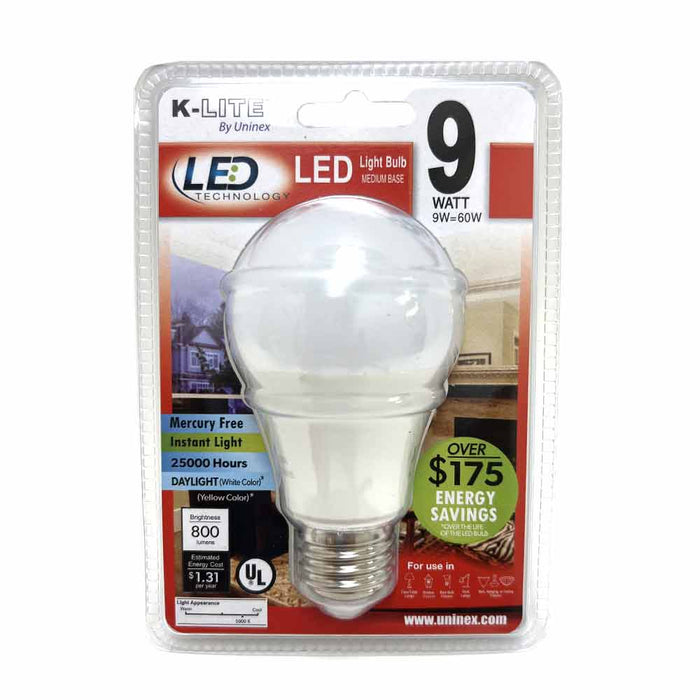 2 Pack LED Light Bulbs 9W 60W White A19 Bulb 800 Lumens Energy Savings UL Listed